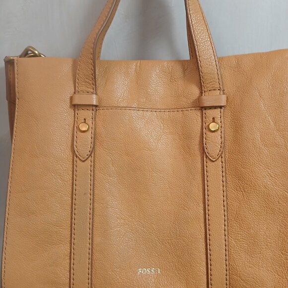 Fossil Tan Satchel with Striped Accent - Picture 6 of 11